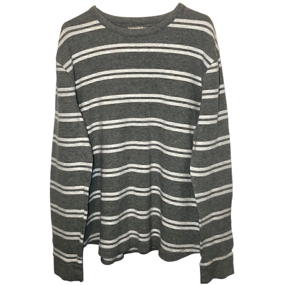 Sonoma Striped Thermal Shirt in Grey/White Men’s XL